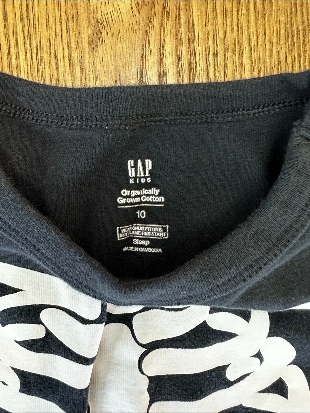 GAP Kids Black Pajama Set with White Skeleton Print